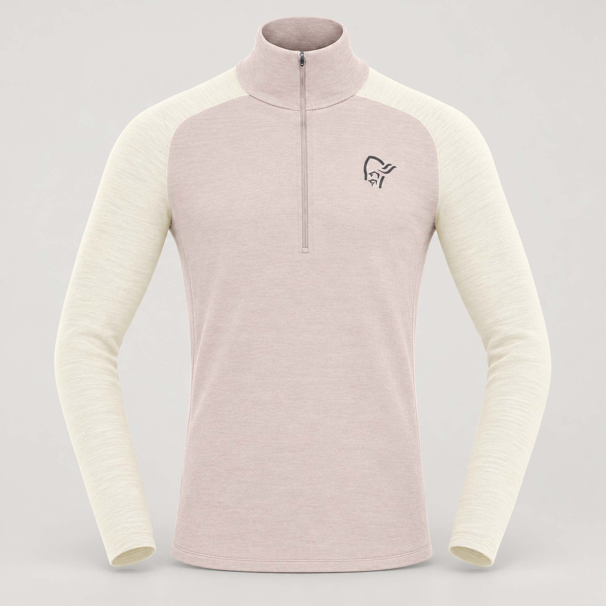Norrøna men's Femund PureUll Half Zip in Oatmeal/Whisper White – front