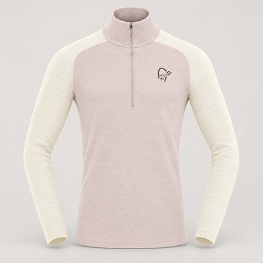 Norrøna men's Femund PureUll Half Zip in Oatmeal/Whisper White – front
