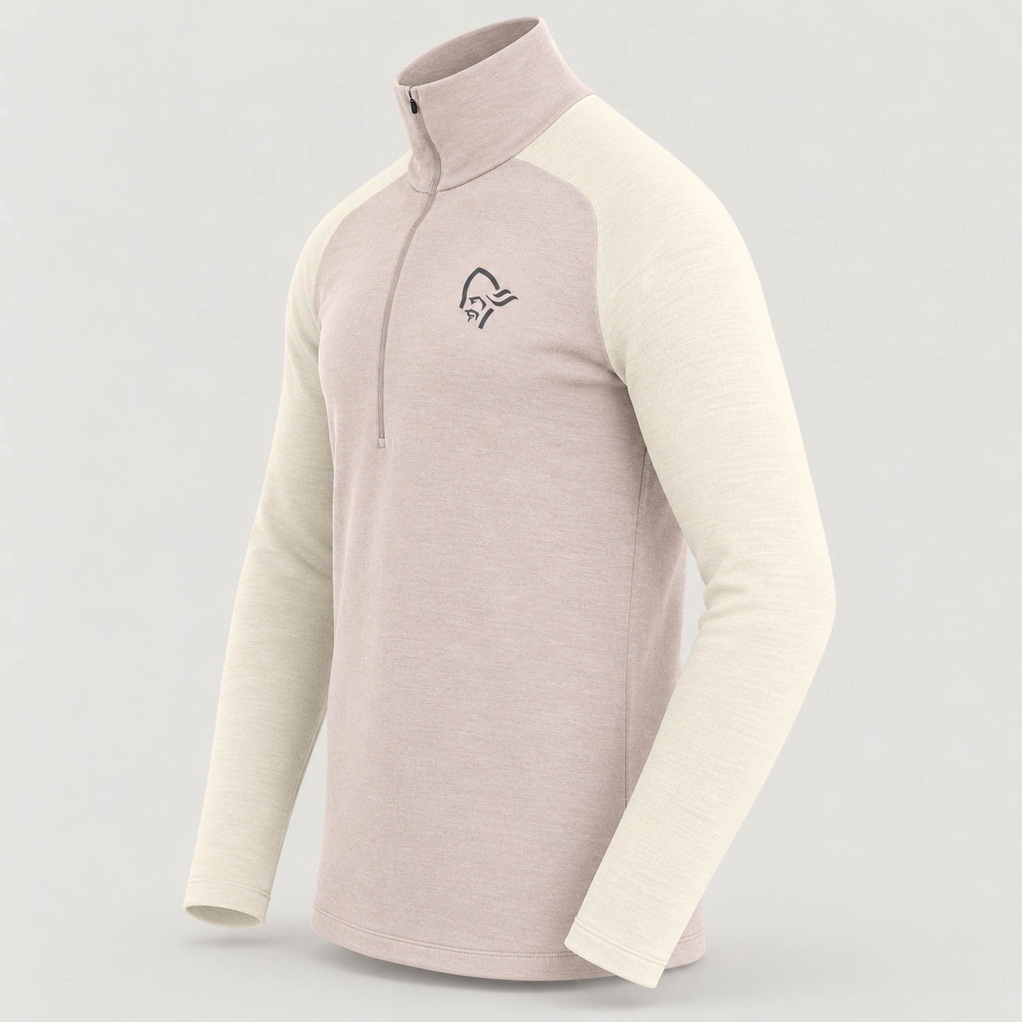 Norrøna men's Femund PureUll Half Zip in Oatmeal/Whisper White – side