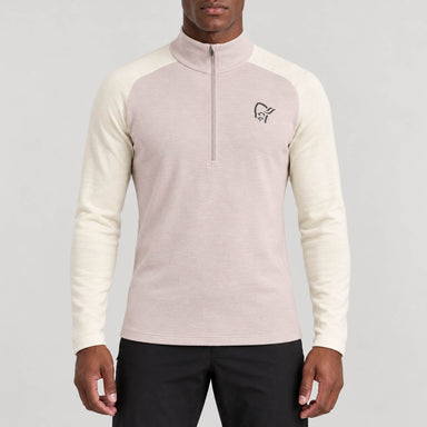 Norrøna men's Femund PureUll Half Zip in Oatmeal/Whisper White – model front