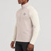 Norrøna men's Femund PureUll Half Zip in Oatmeal/Whisper White – model side