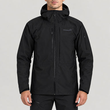 Norrøna men's Lofoten Gore-Tex Ski Jacket in Caviar Black – model front