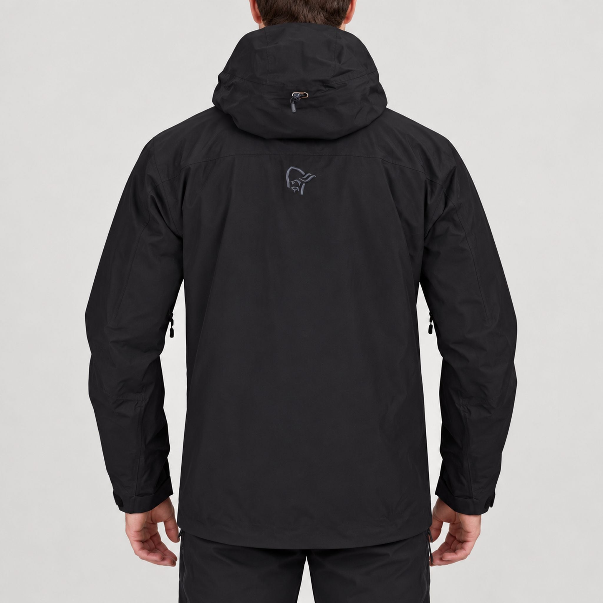 Norrøna men's Lofoten Gore-Tex Ski Jacket in Caviar Black – model back