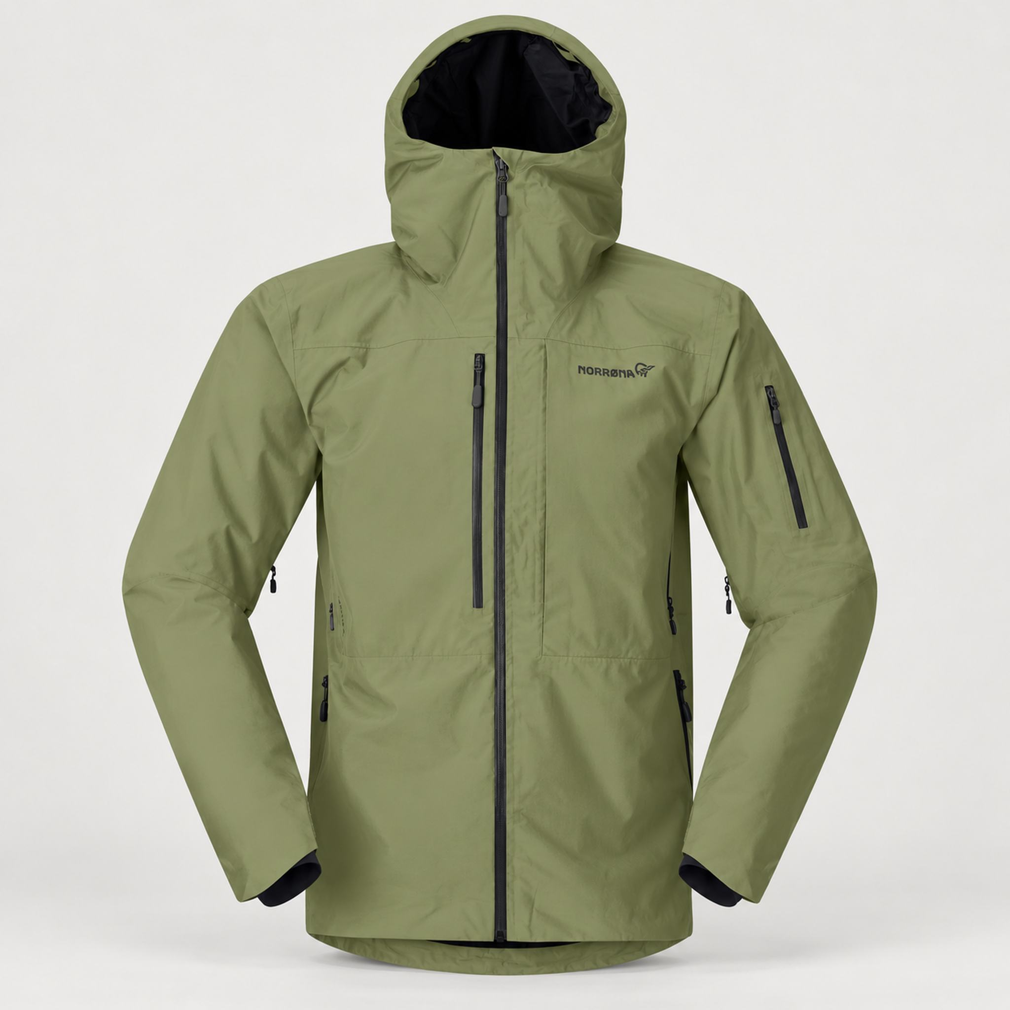 Norrøna men's Lofoten Gore-Tex Ski Jacket in Deep Lichen Green – front