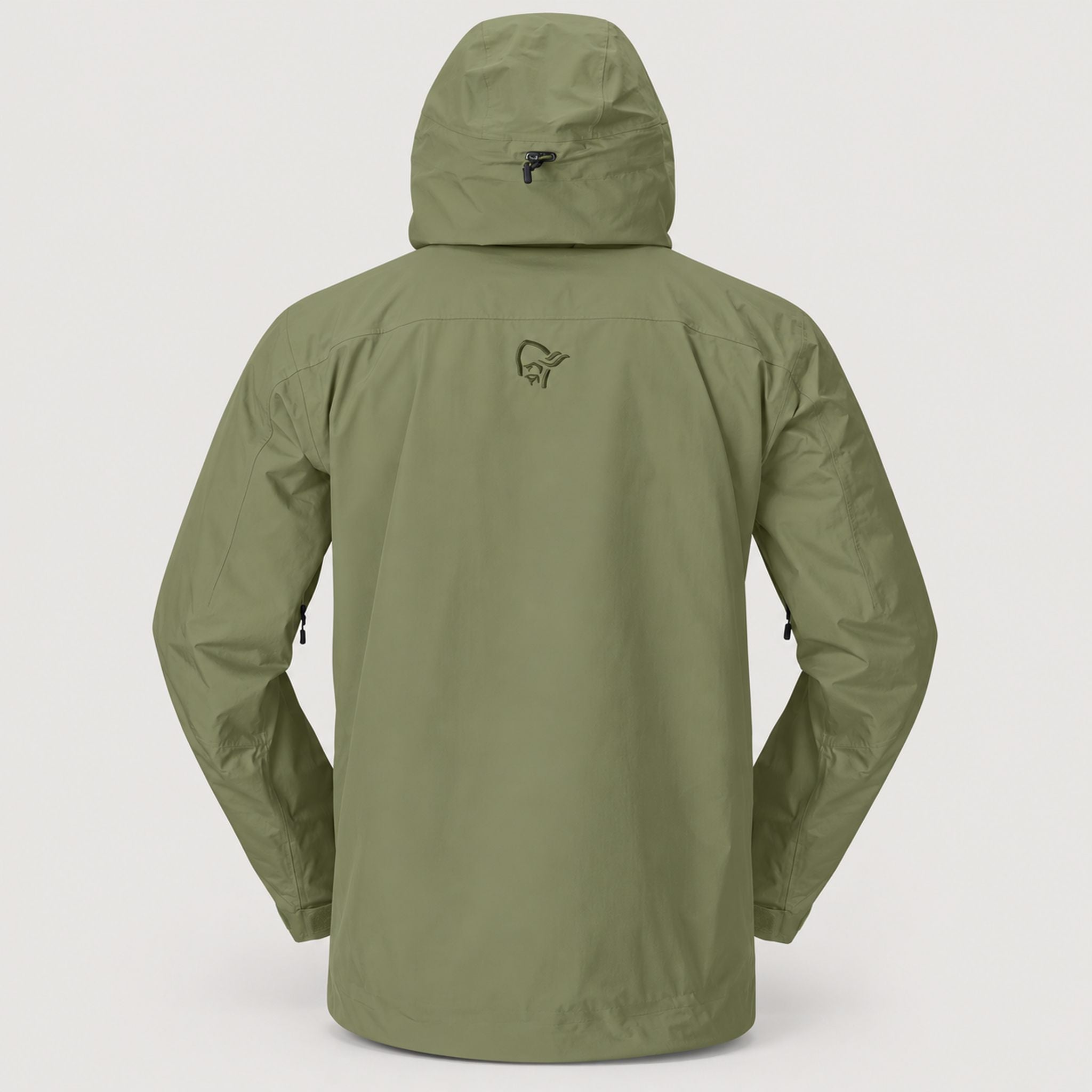 Norrøna men's Lofoten Gore-Tex Ski Jacket in Deep Lichen Green – back