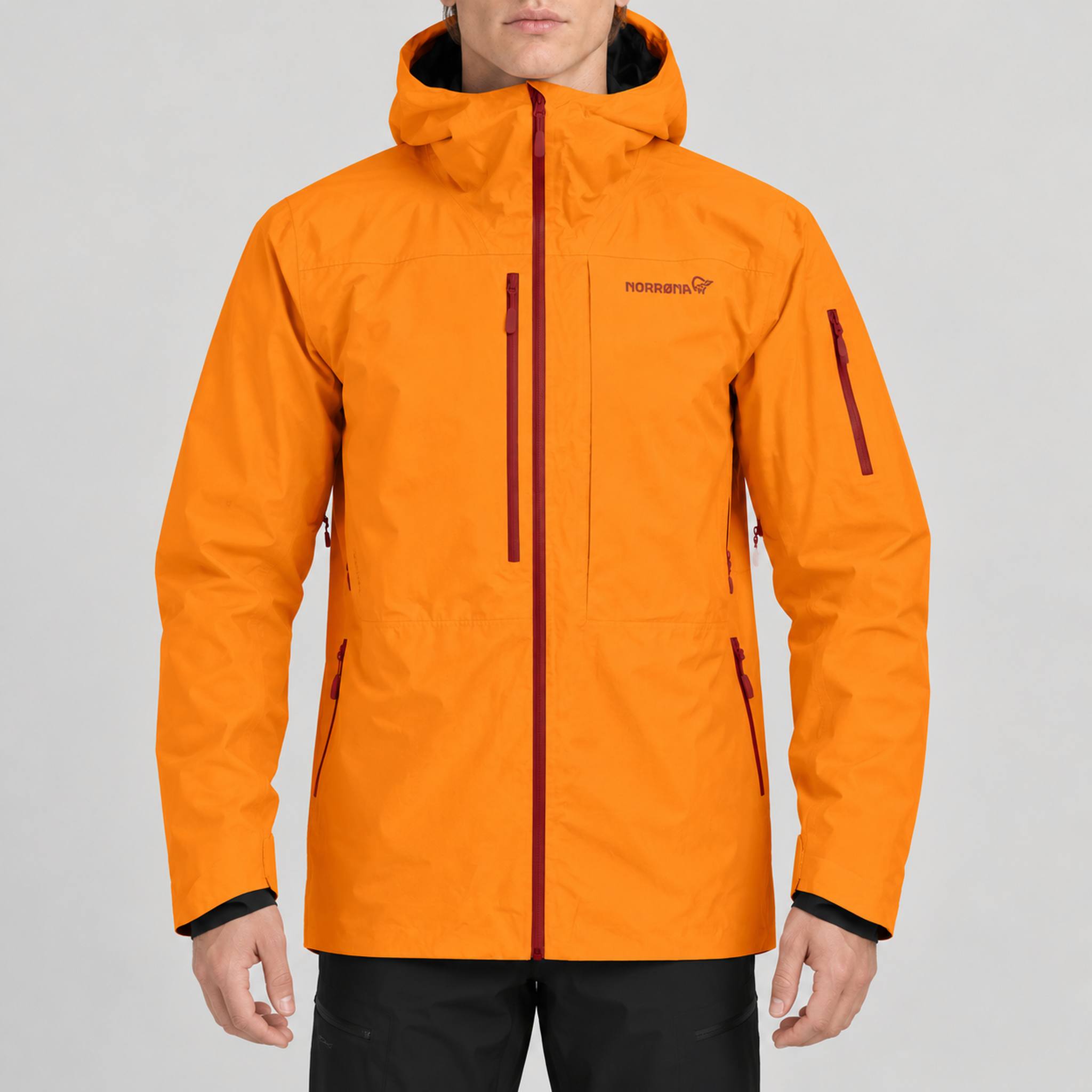 Norrøna men's Lofoten Gore-Tex Ski Jacket in Exuberance – model front