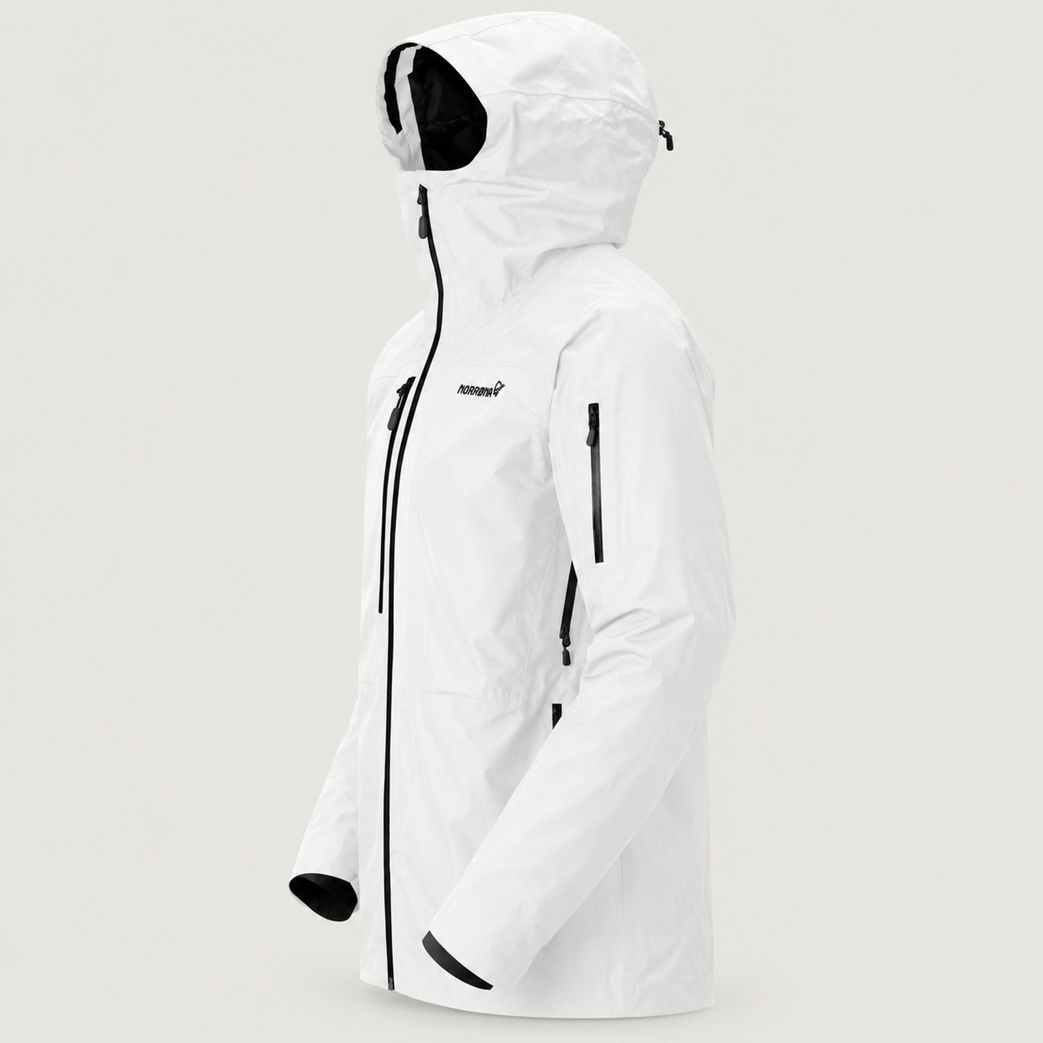 Norrøna men's Lofoten Gore-Tex Ski Jacket in Whisper White – side