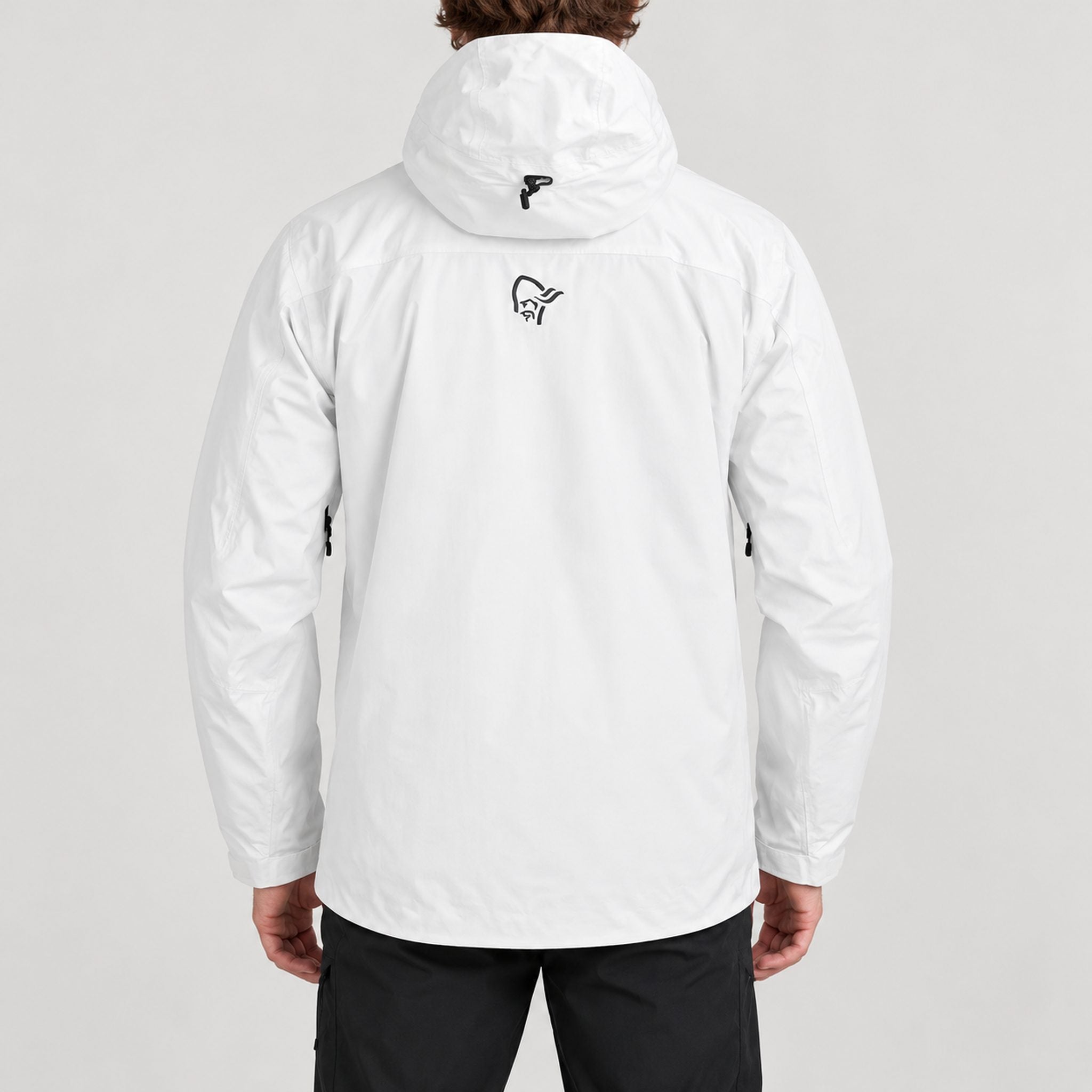 Norrøna men's Lofoten Gore-Tex Ski Jacket in Whisper White – model back