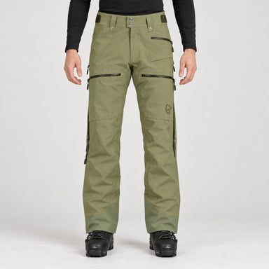 Norrøna men's Lofoten Gore-Tex Ski Pants in Deep Lichen Green – model front