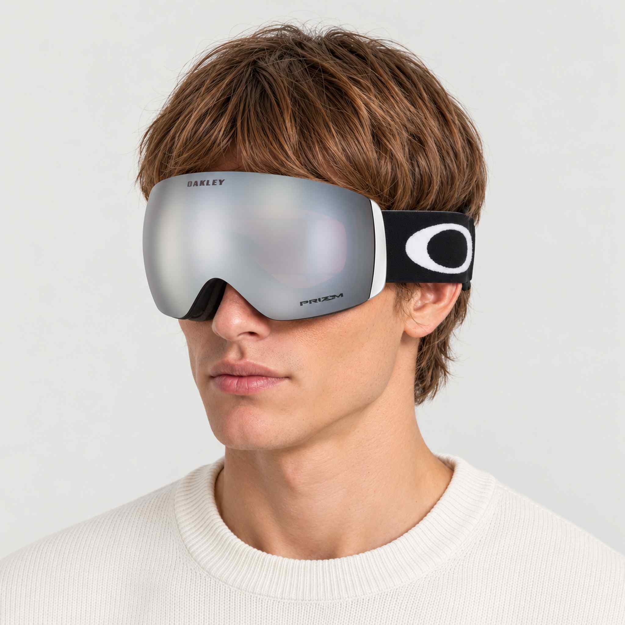 Oakley Flight Deck L Snow Goggles in Black, male model.