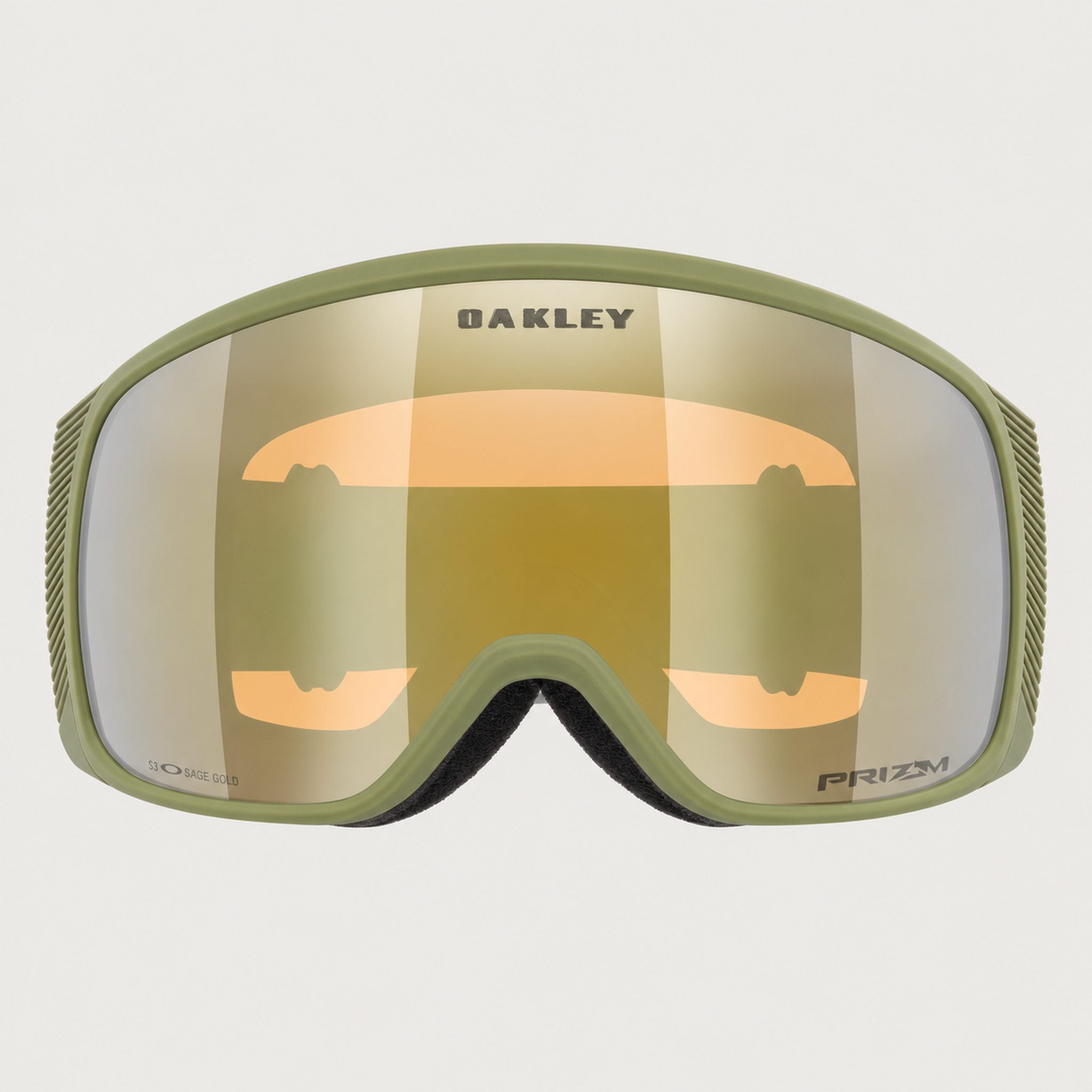 Oakley Flight Tracker M Snow Goggles in Sage Gold/Fern, front alternate.