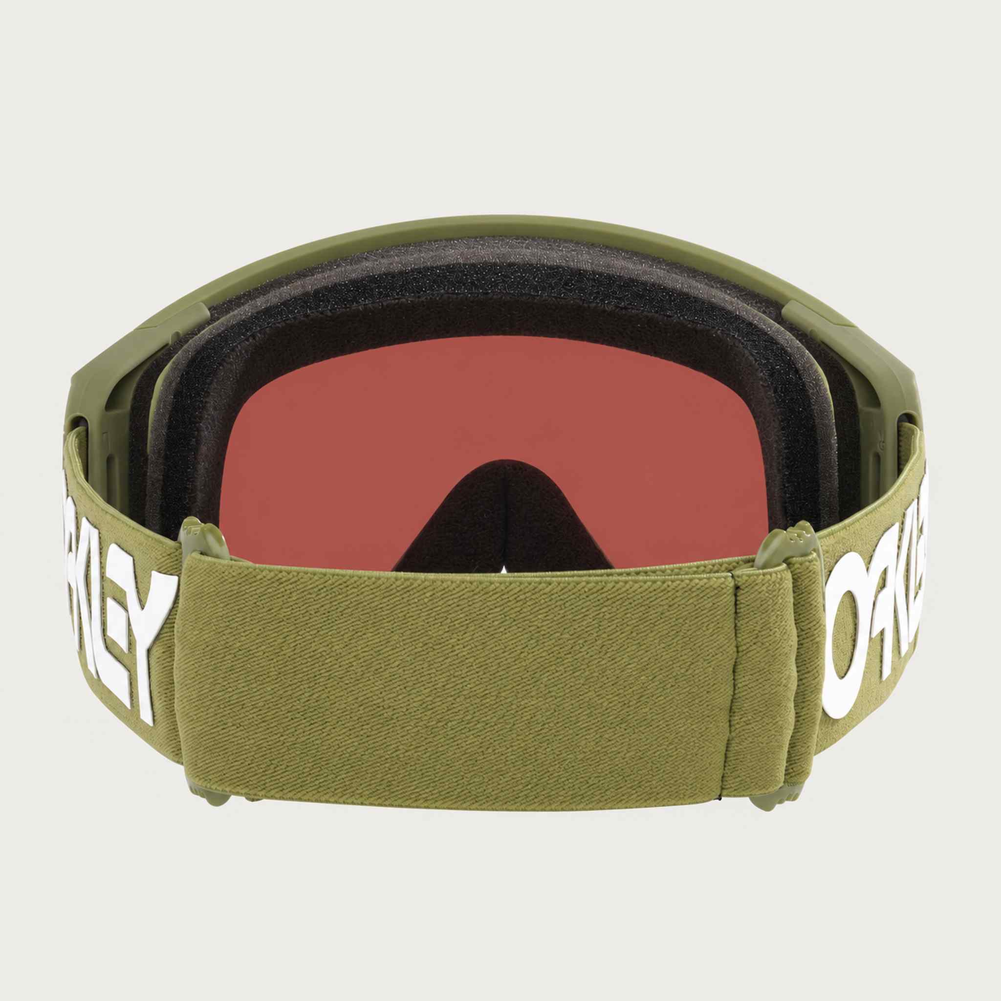 Oakley Flight Tracker M Snow Goggles in Sage Gold/Fern, back.