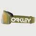 Oakley Flight Tracker M Snow Goggles in Sage Gold/Fern, side.