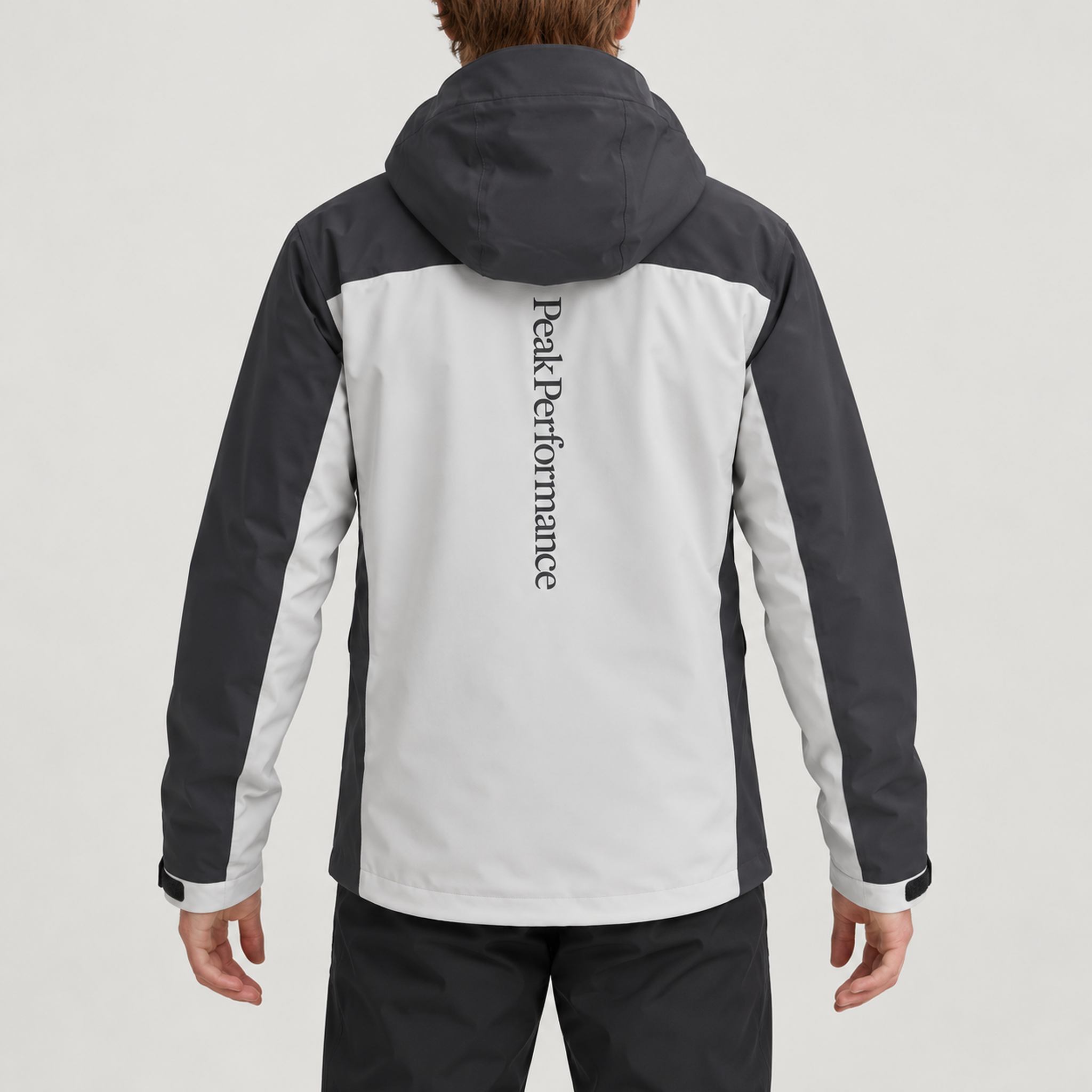 Peak Performance men's Maroon Ski Jacket in Antarctica/Grey – model back