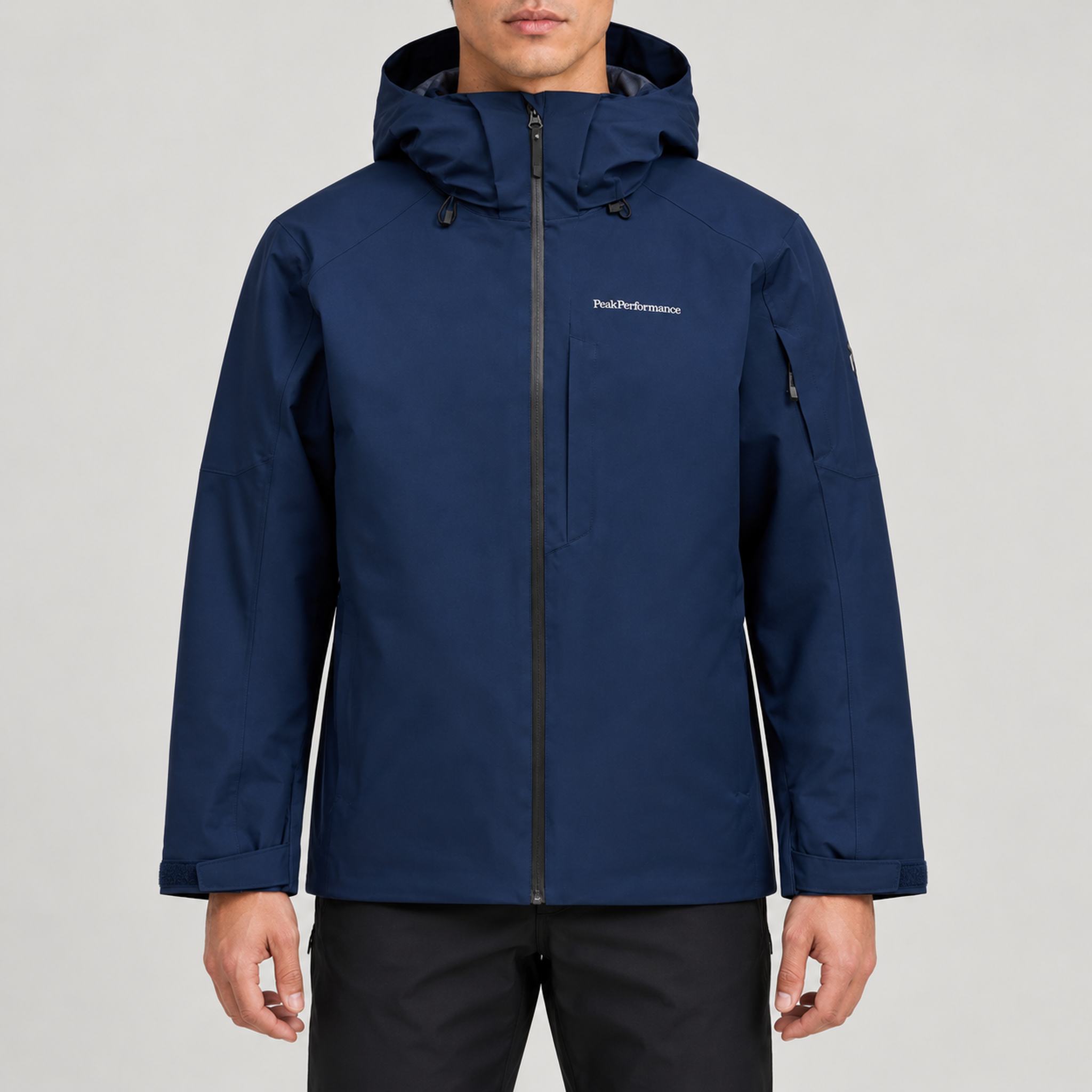 Peak Performance men's Maroon Ski Jacket in Blue Shadow – model front