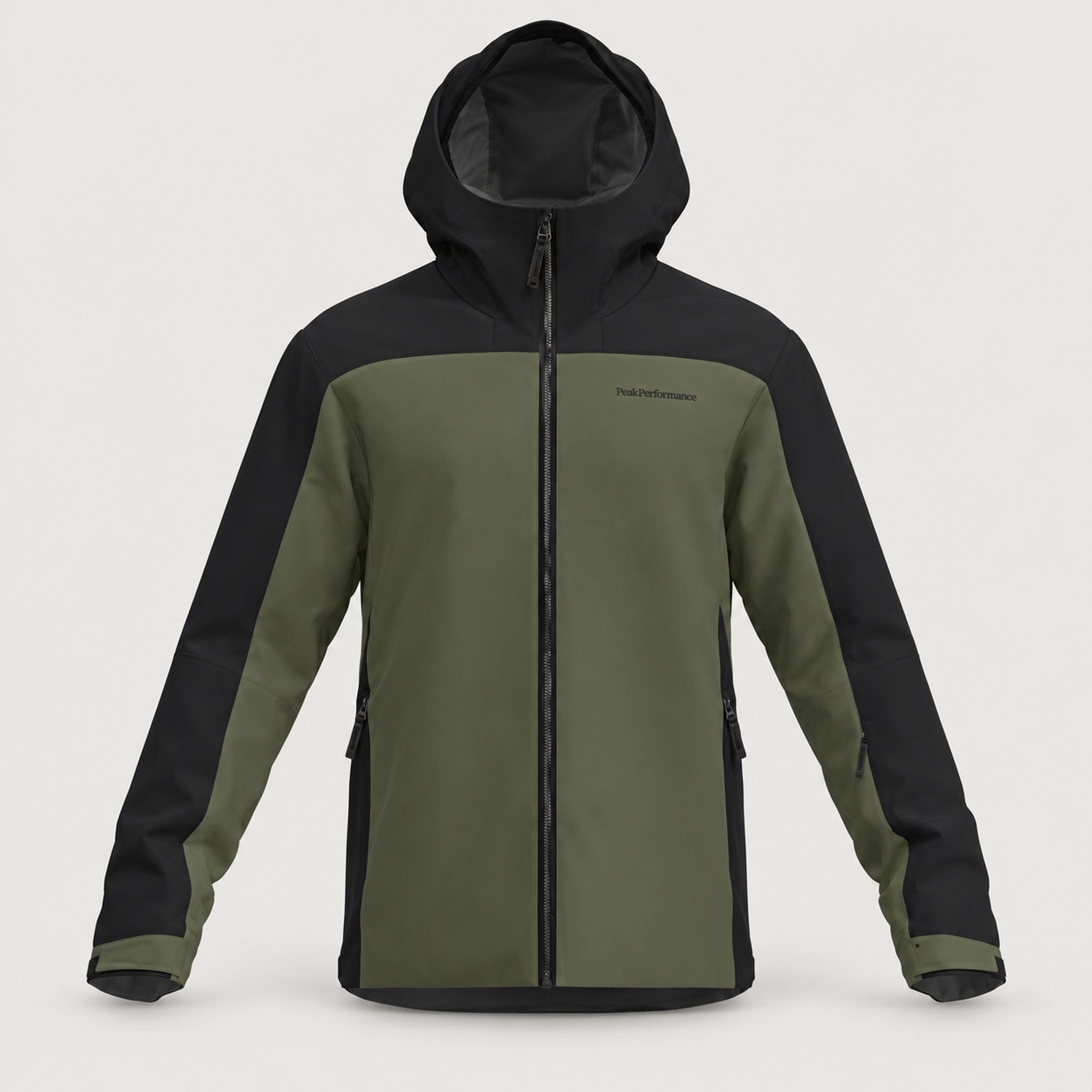Peak Performance men's Maroon Ski Jacket in Pine Needle/Black – front