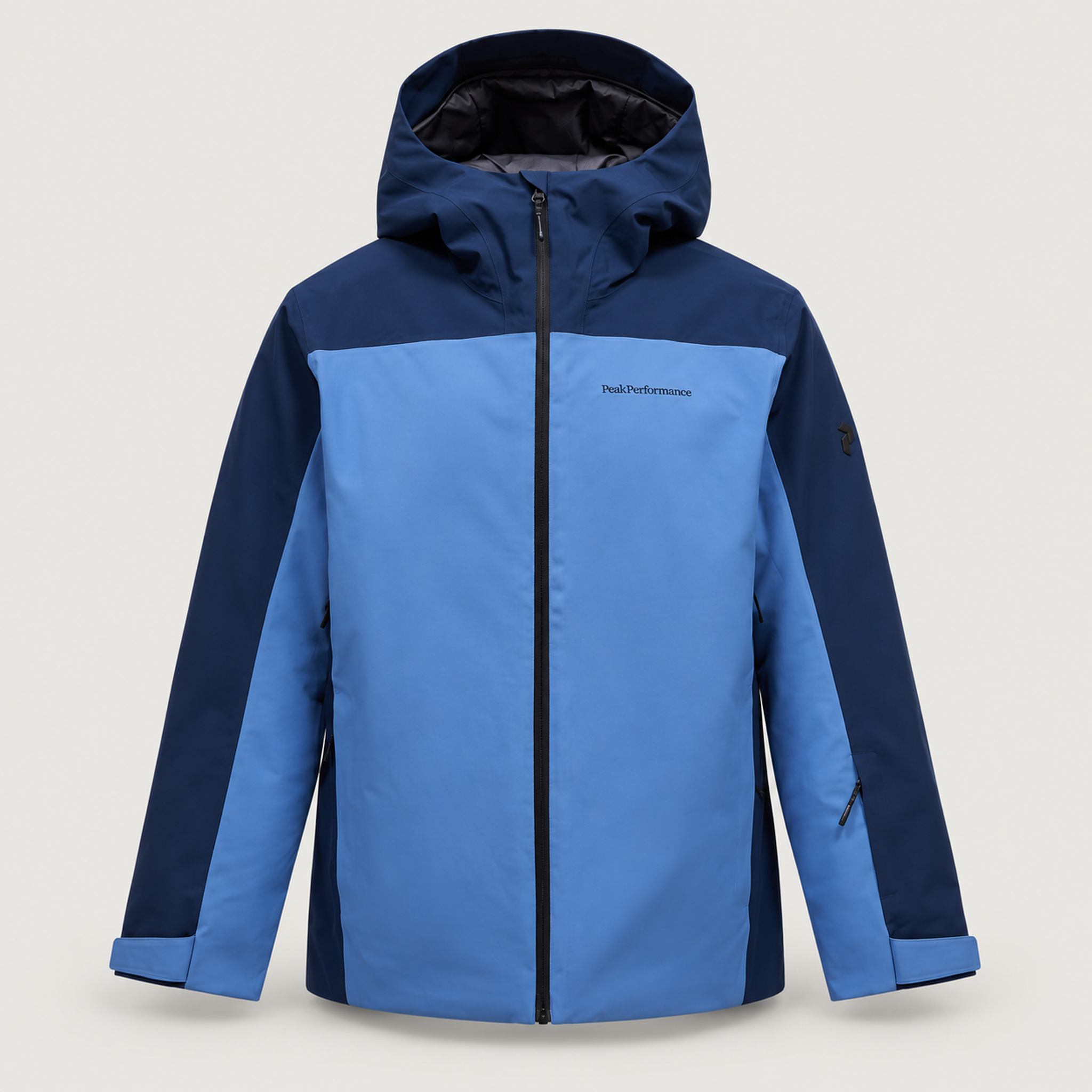 Peak Performance men's Maroon Ski Jacket in Summit Sky/Blue Shadow – front