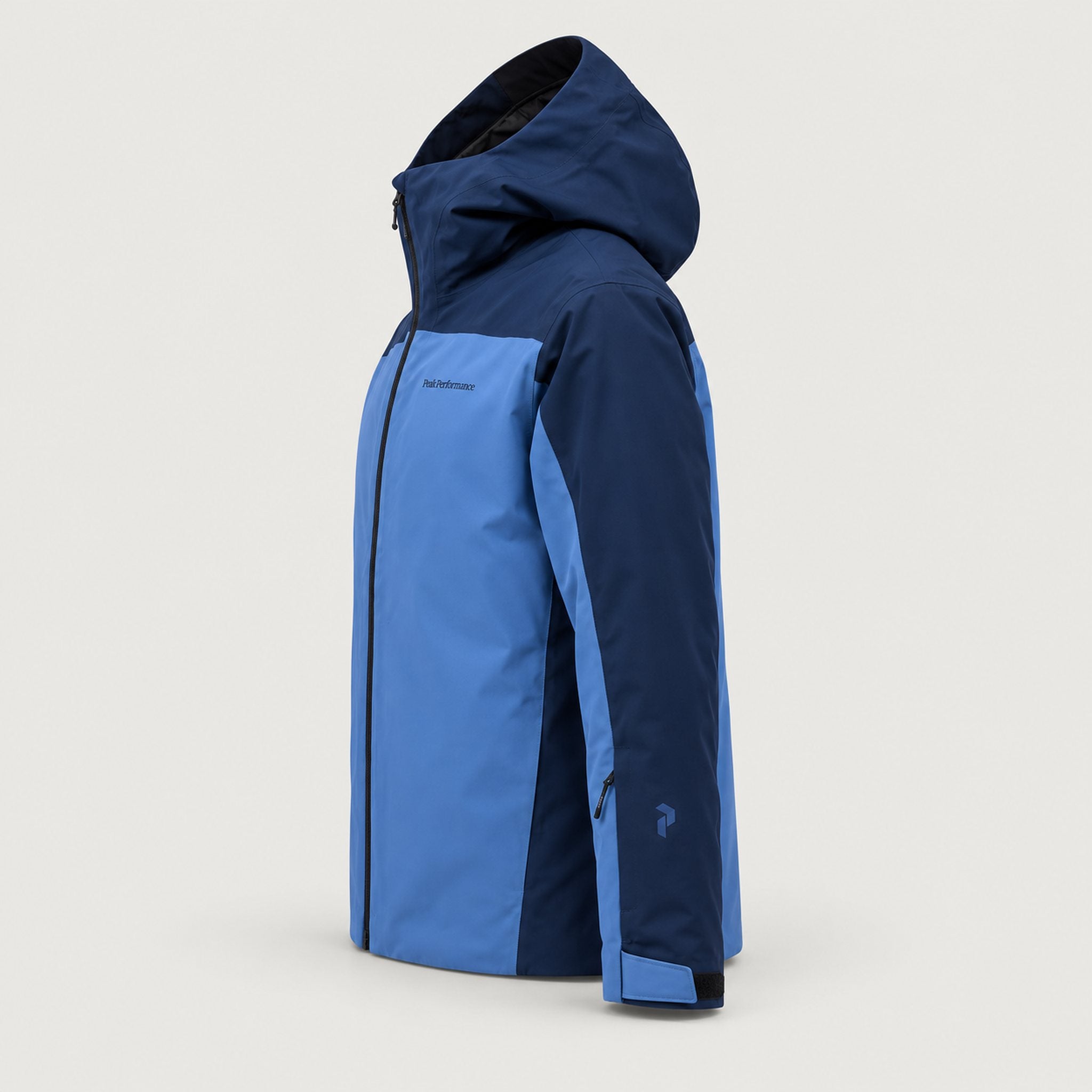 Peak Performance men's Maroon Ski Jacket in Summit Sky/Blue Shadow – side