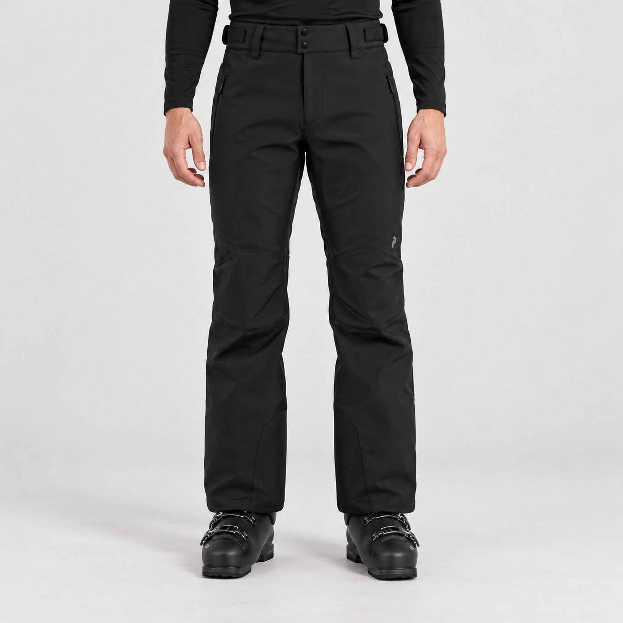 Peak Performance men's Maroon Ski Pants in Black – model front