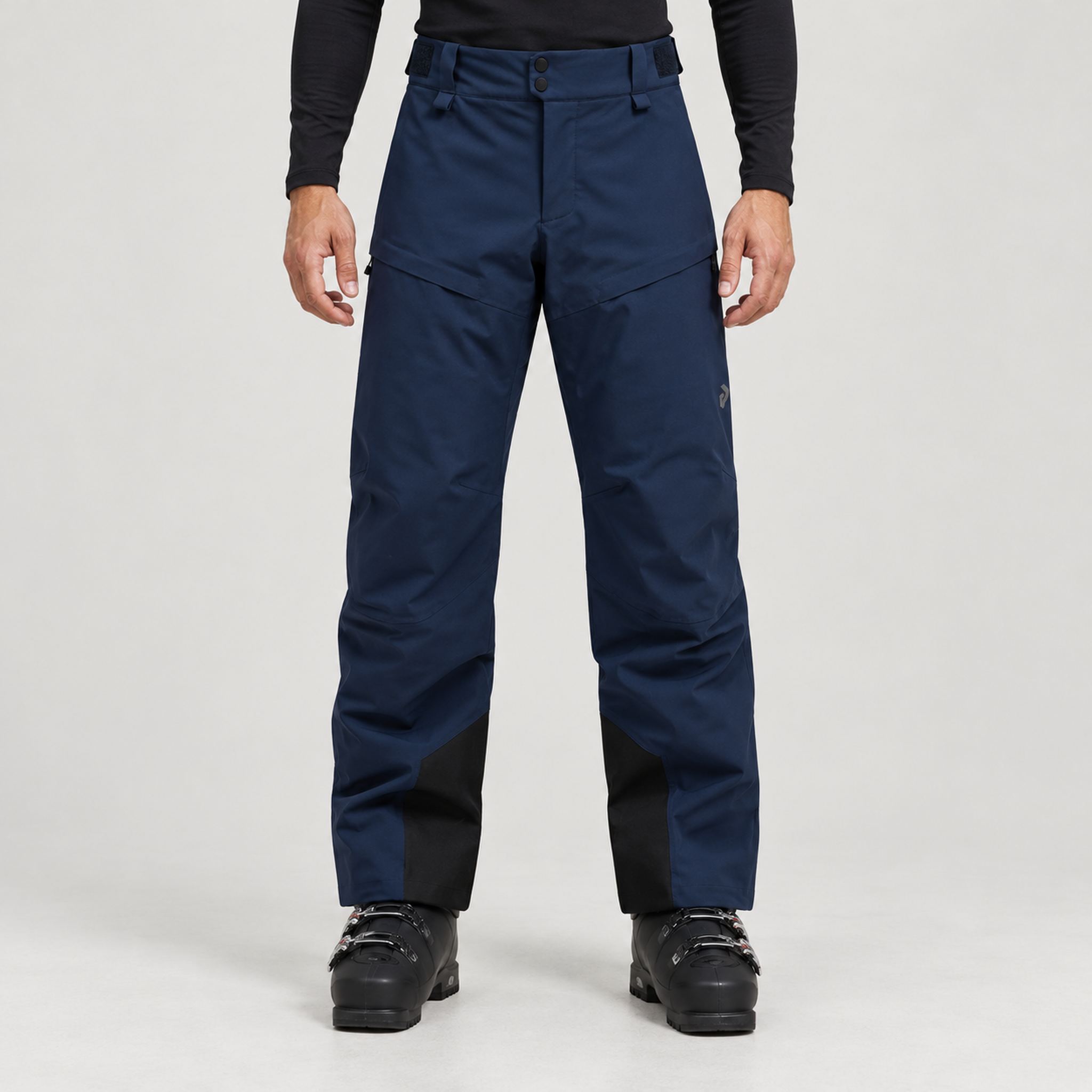 Peak Performance men's Maroon Ski Pants in Blue Shadow – model front