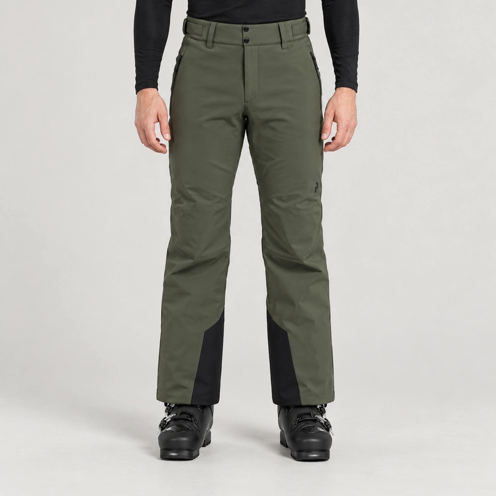 Peak Performance men's Maroon Ski Pants in Pine Needle – model front