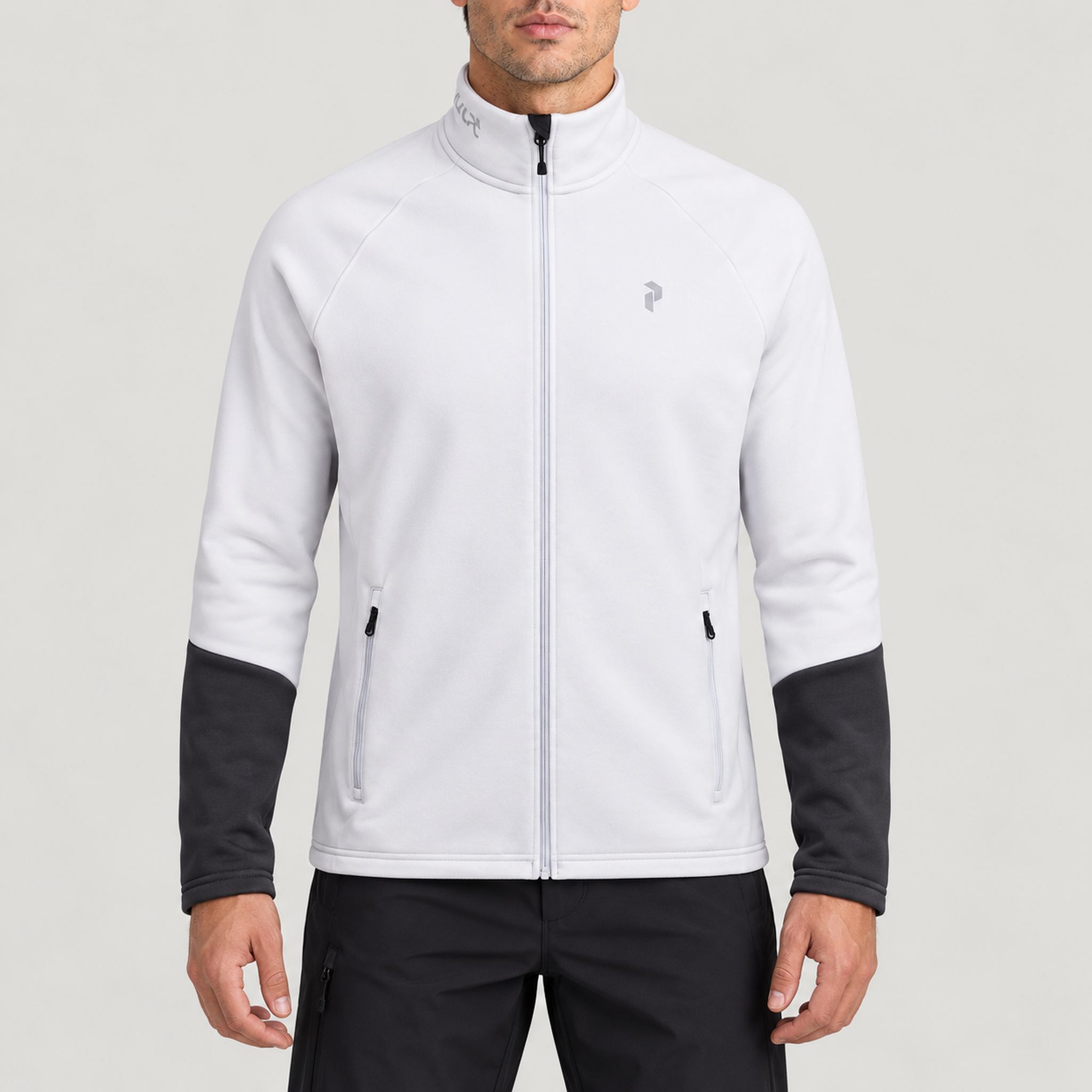 Peak Performance men's Rider Full Zip in Antarctica/Motion Grey – model front