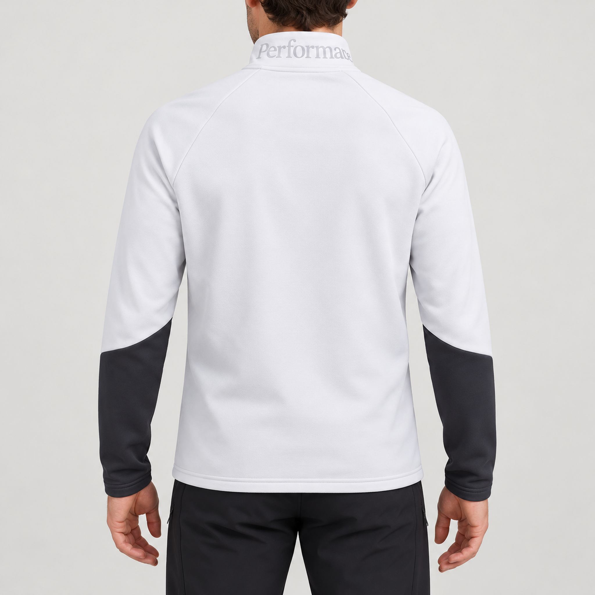 Peak Performance men's Rider Full Zip in Antarctica/Motion Grey – model back