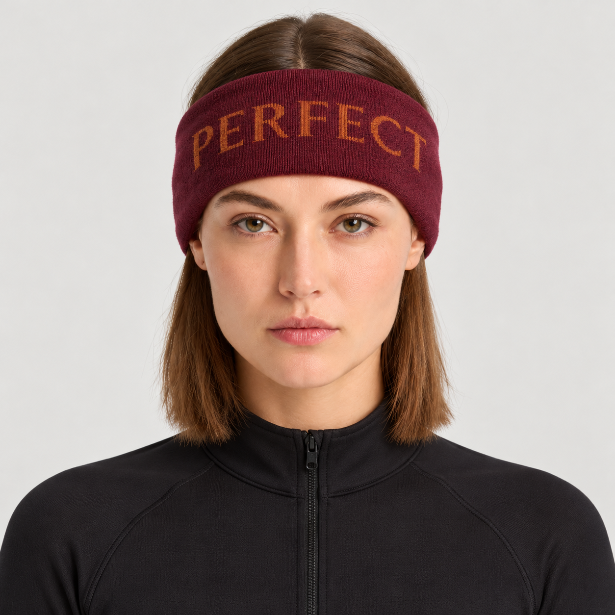 Perfect Moment unisex Headband in Autumn/Wine – woman front view