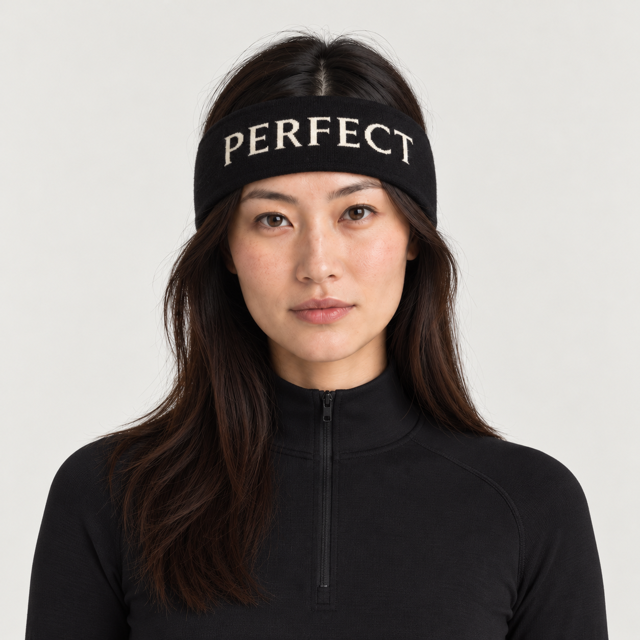 Perfect Moment unisex Headband in Black – woman front view