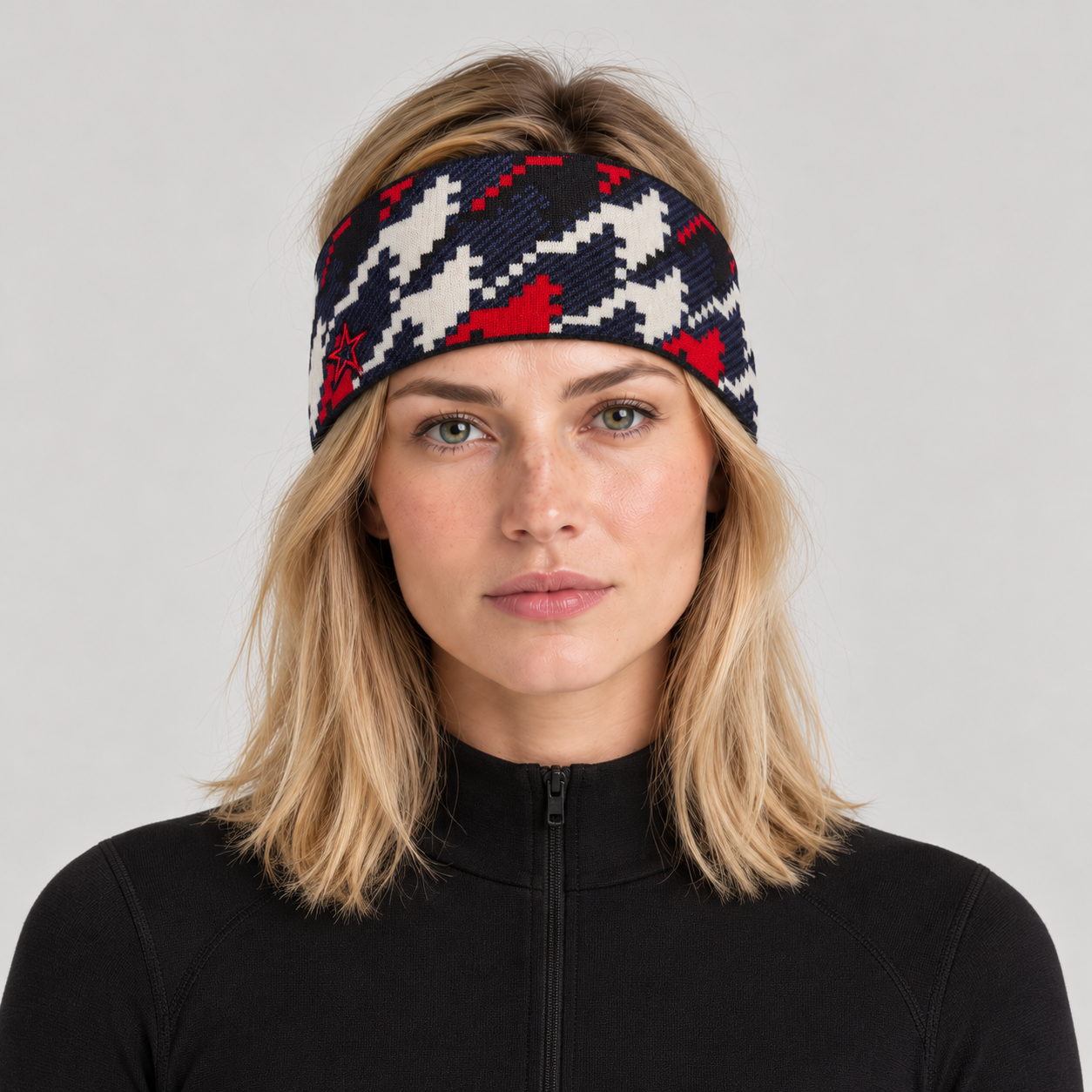 Perfect Moment unisex Headband in Houndstooth – woman front view