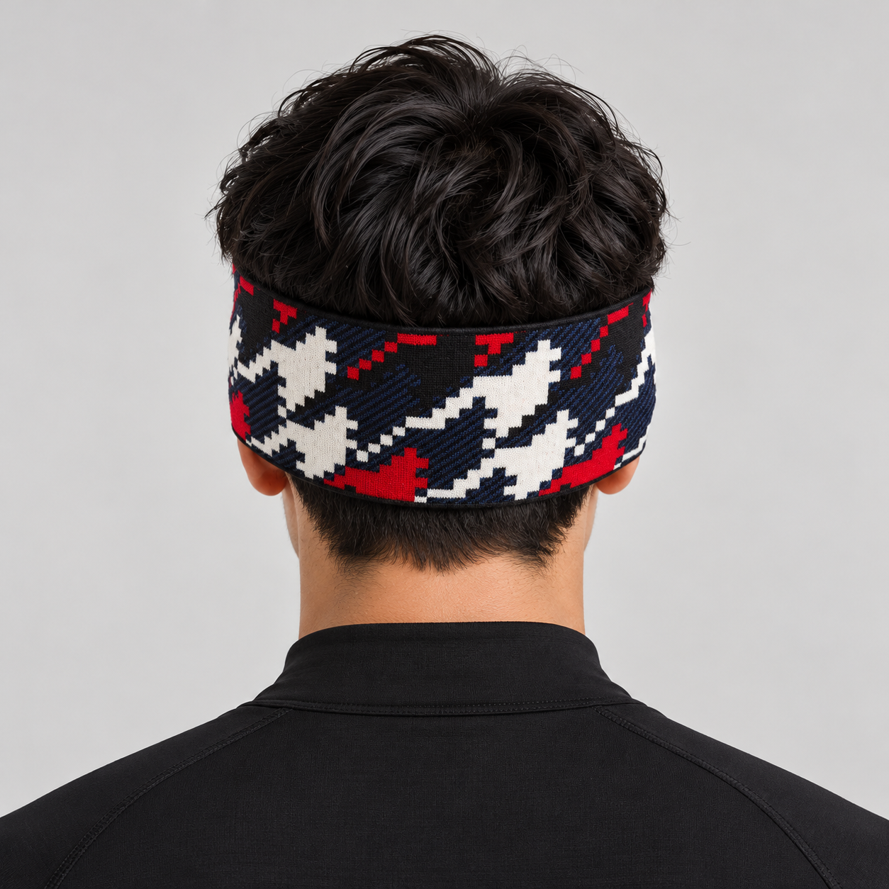 Perfect Moment unisex Headband in Houndstooth – man back view