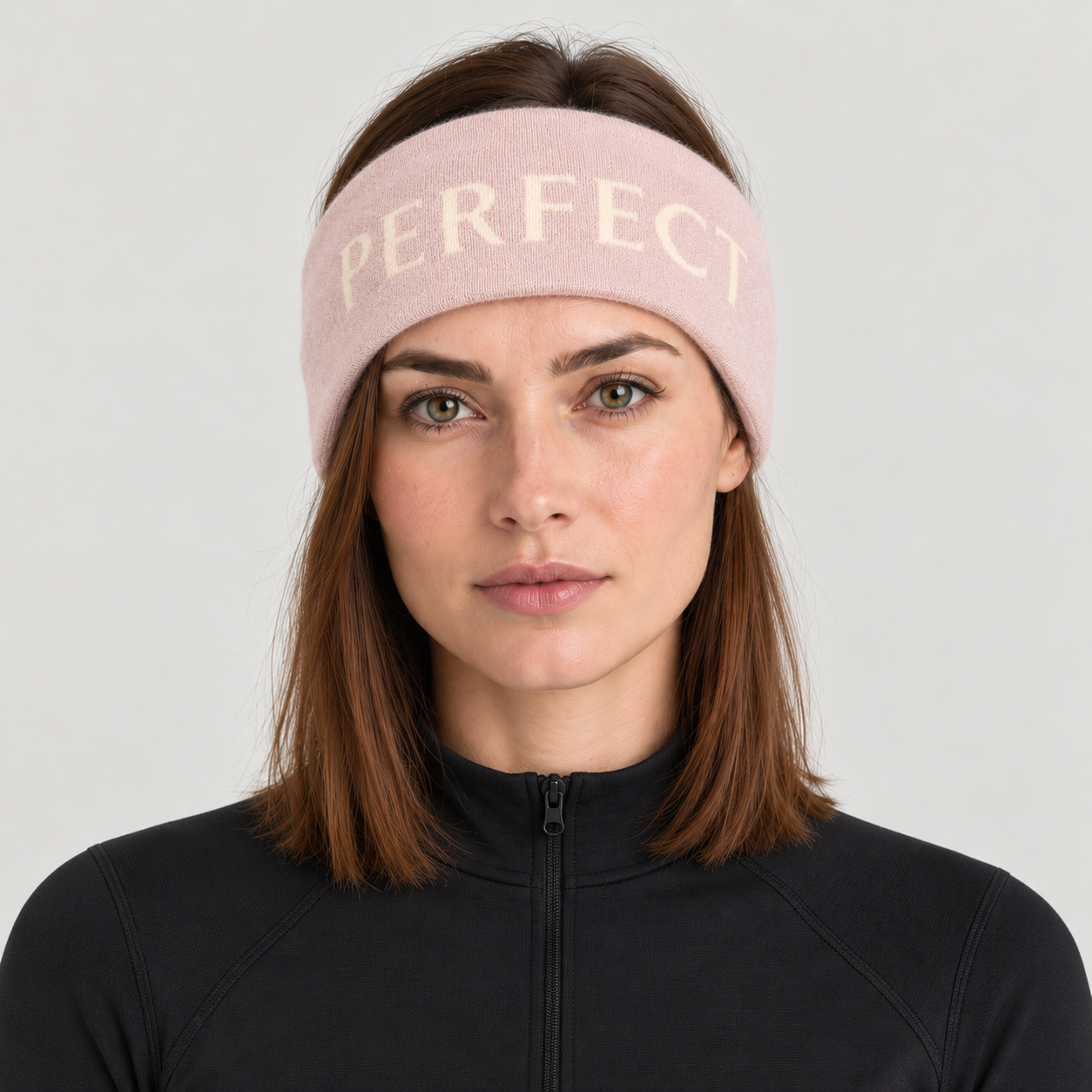 Perfect Moment unisex Headband in Oyster Pink – woman front view