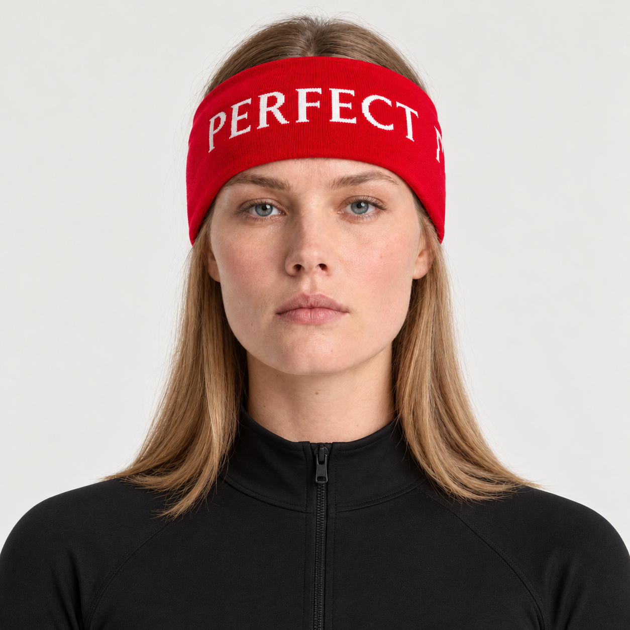 Perfect Moment unisex Headband in Red – woman front view
