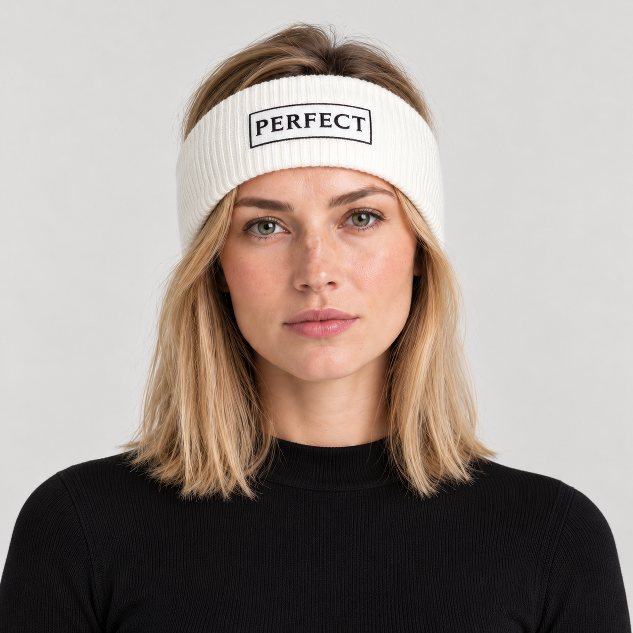 Perfect Moment unisex Headband in Snow White – woman front view