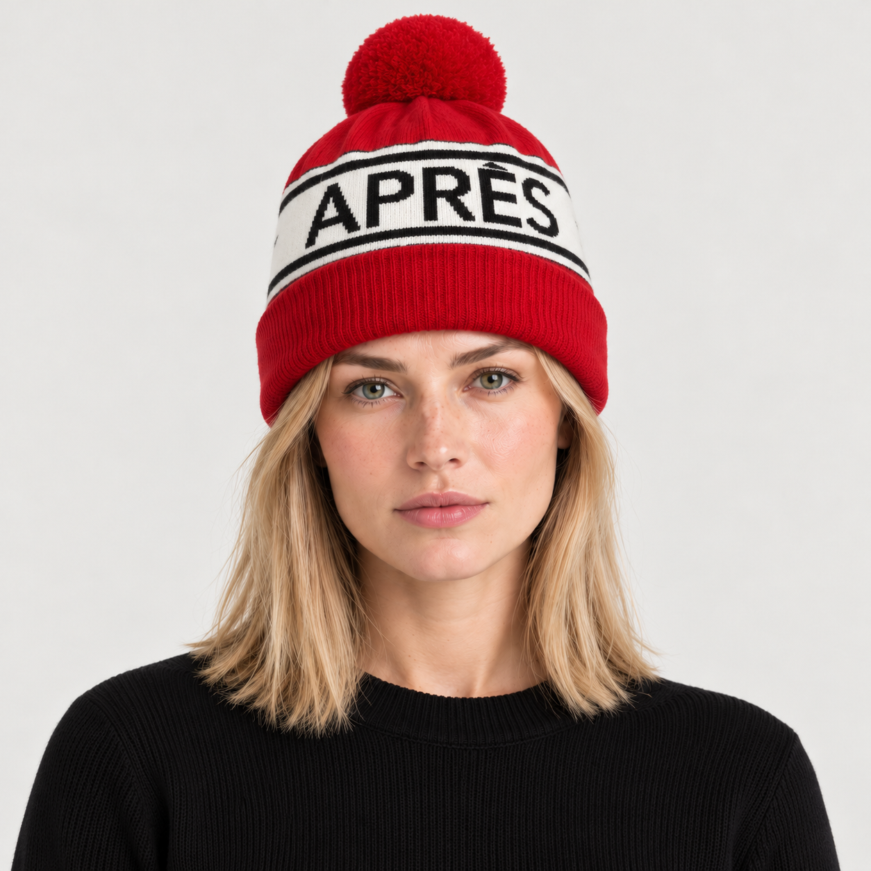 Perfect Moment unisex Schild Beanie in Red – woman front view