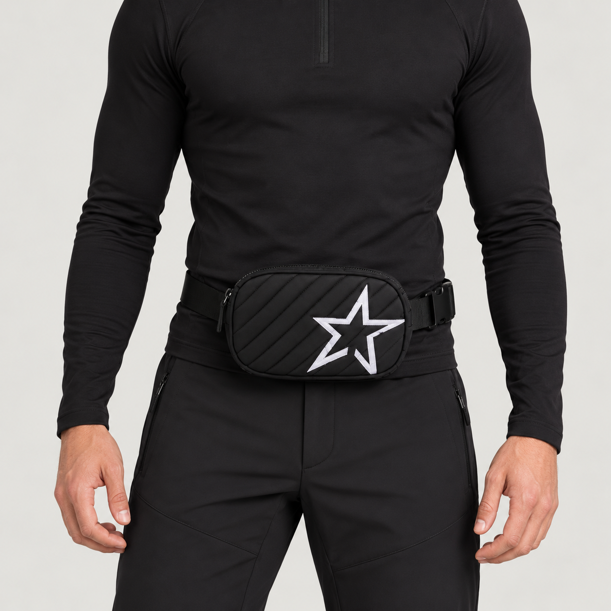 Perfect Moment unisex Star Bum Bag in Black – man front view