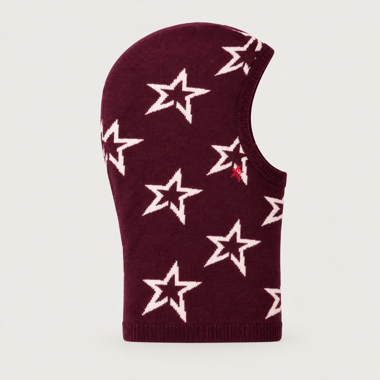 Perfect Moment Balaclava in burgundy with cream stars – product front view