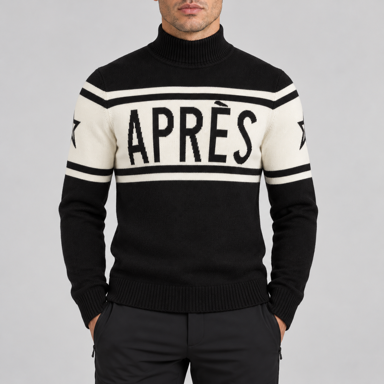 Perfect Moment men’s Apres Schild Sweater in Black – model front view