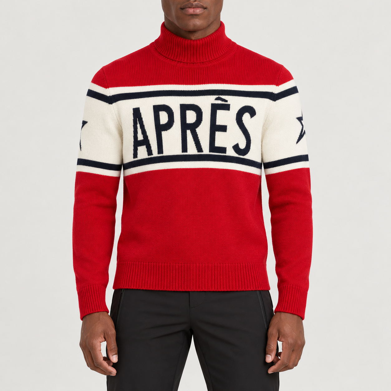 Perfect Moment men’s Apres Schild Sweater in Red – model front view
