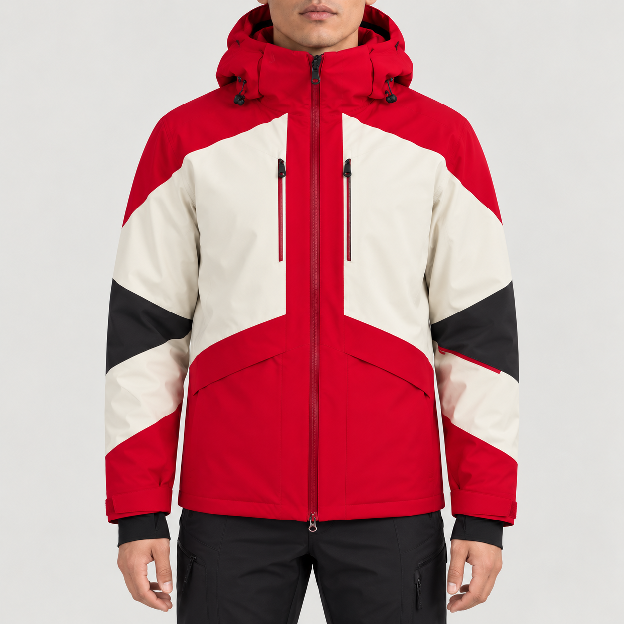 Perfect Moment men’s Chamonix III Ski Jacket in Red – model front view