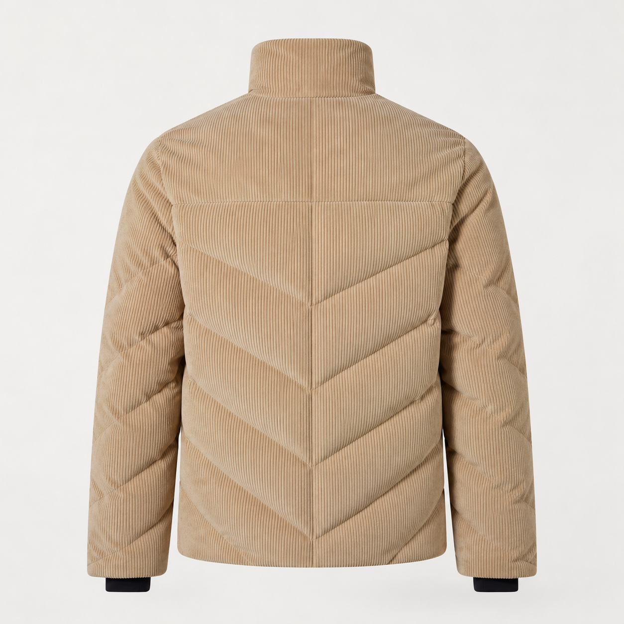 Perfect Moment men’s Chevron Quilted Cord Ski Jacket in Camel Cord – product back view