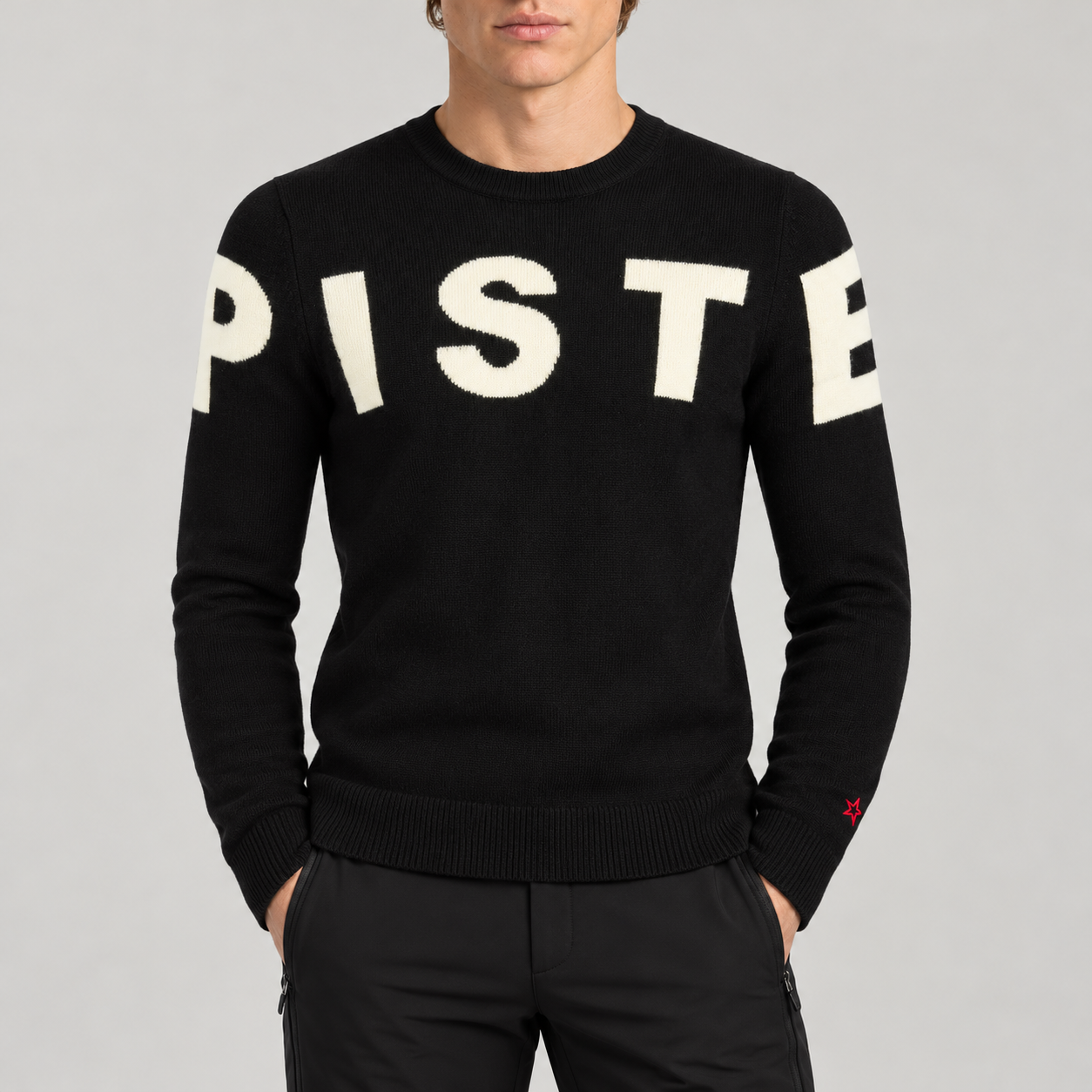 Perfect Moment men’s Piste II Sweater in Black – model front view