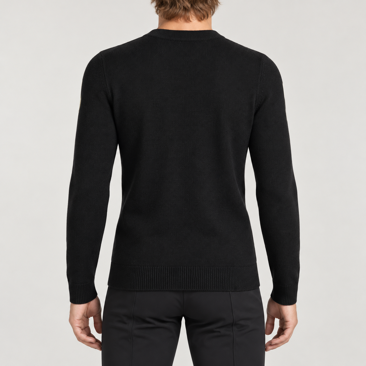 Perfect Moment men’s Piste II Sweater in Black – model back view