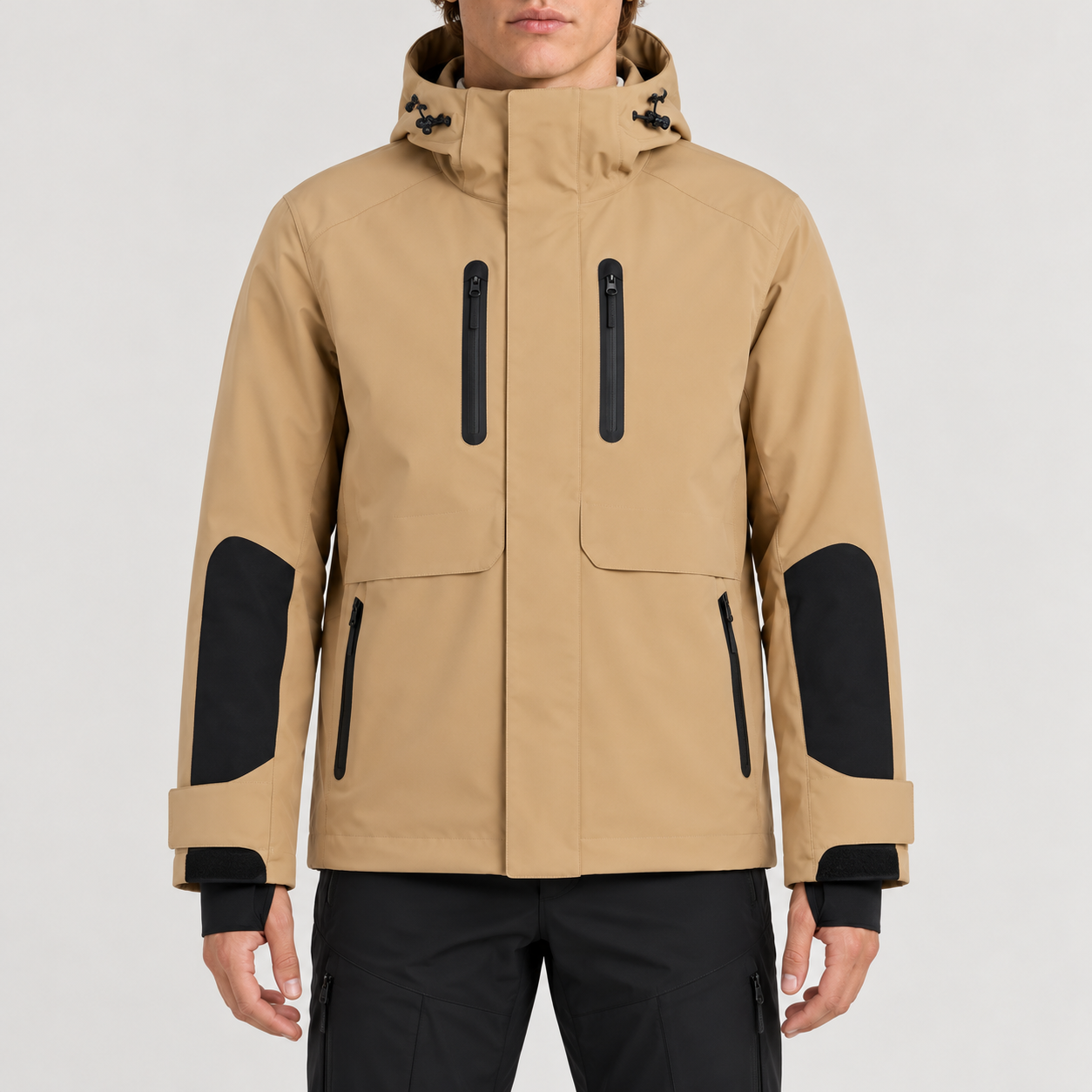 Perfect Moment men’s Technical Moment Ski Jacket in Camel – model front view