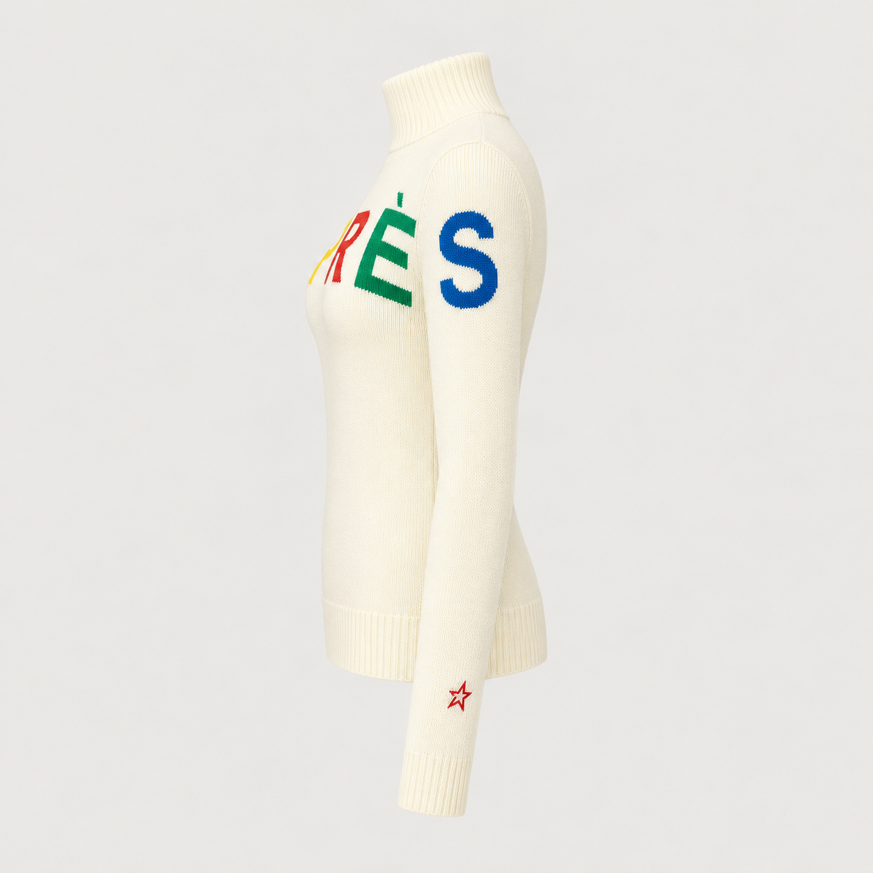 Perfect Moment women’s Apres II Sweater in Snow White/Rainbow – product side view