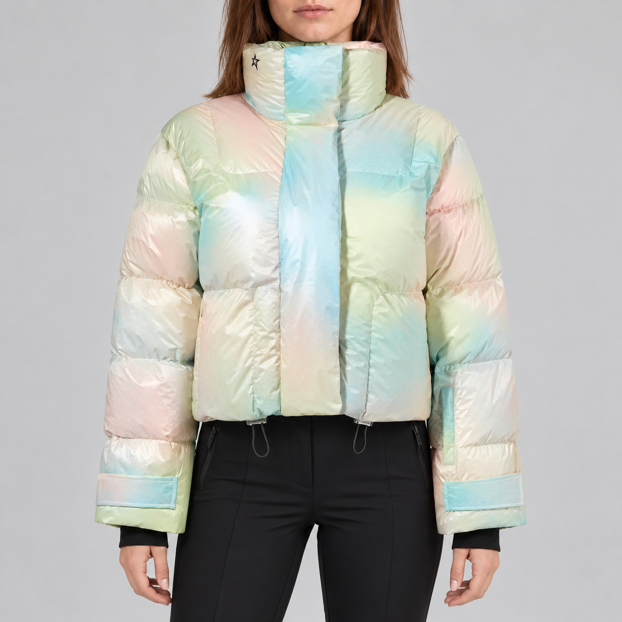 Perfect Moment women’s Astralis Ski Jacket in Pastel Powder – model front view