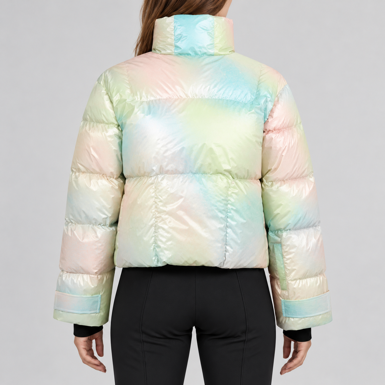 Perfect Moment women’s Astralis Ski Jacket in Pastel Powder – model back view