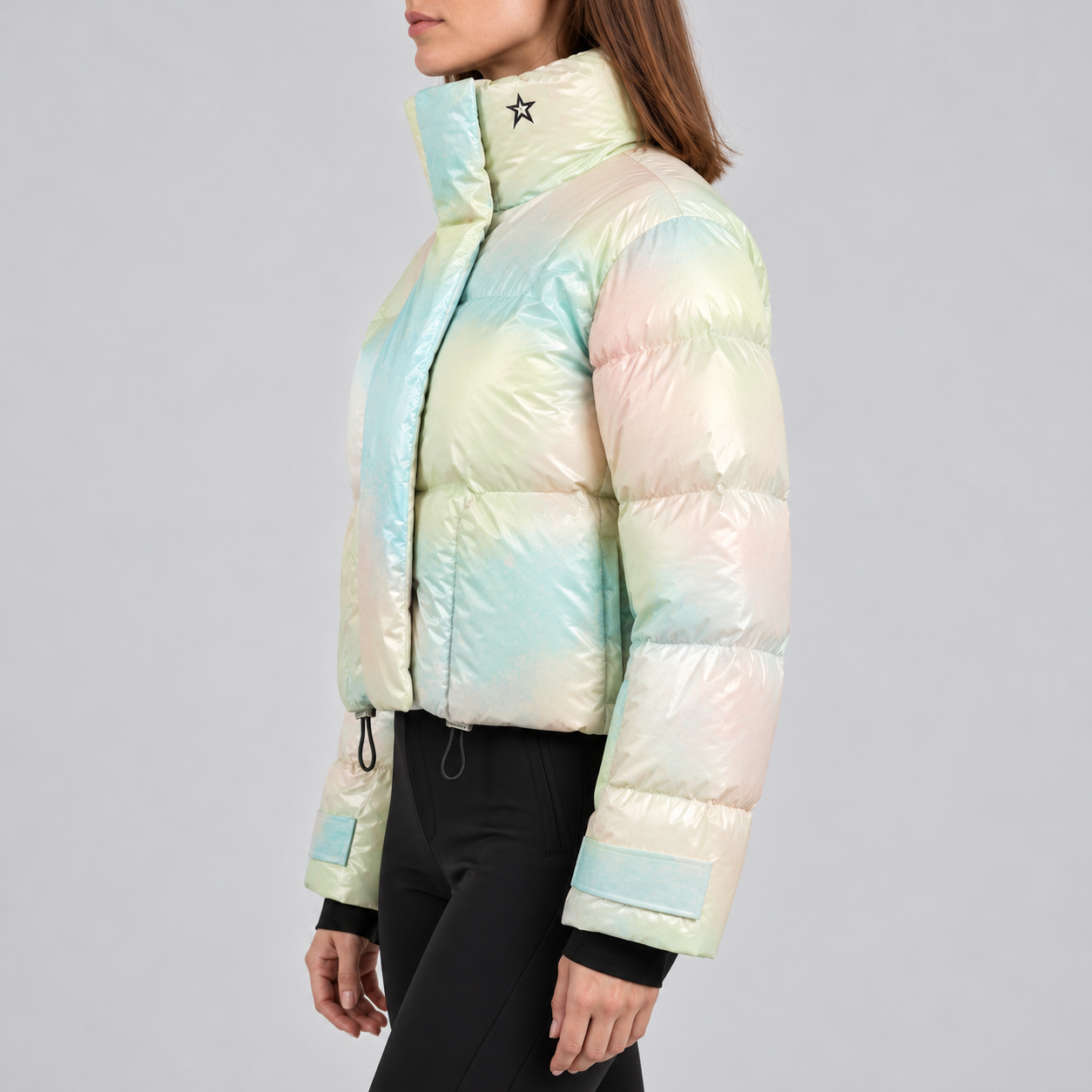 Perfect Moment women’s Astralis Ski Jacket in Pastel Powder – model side view