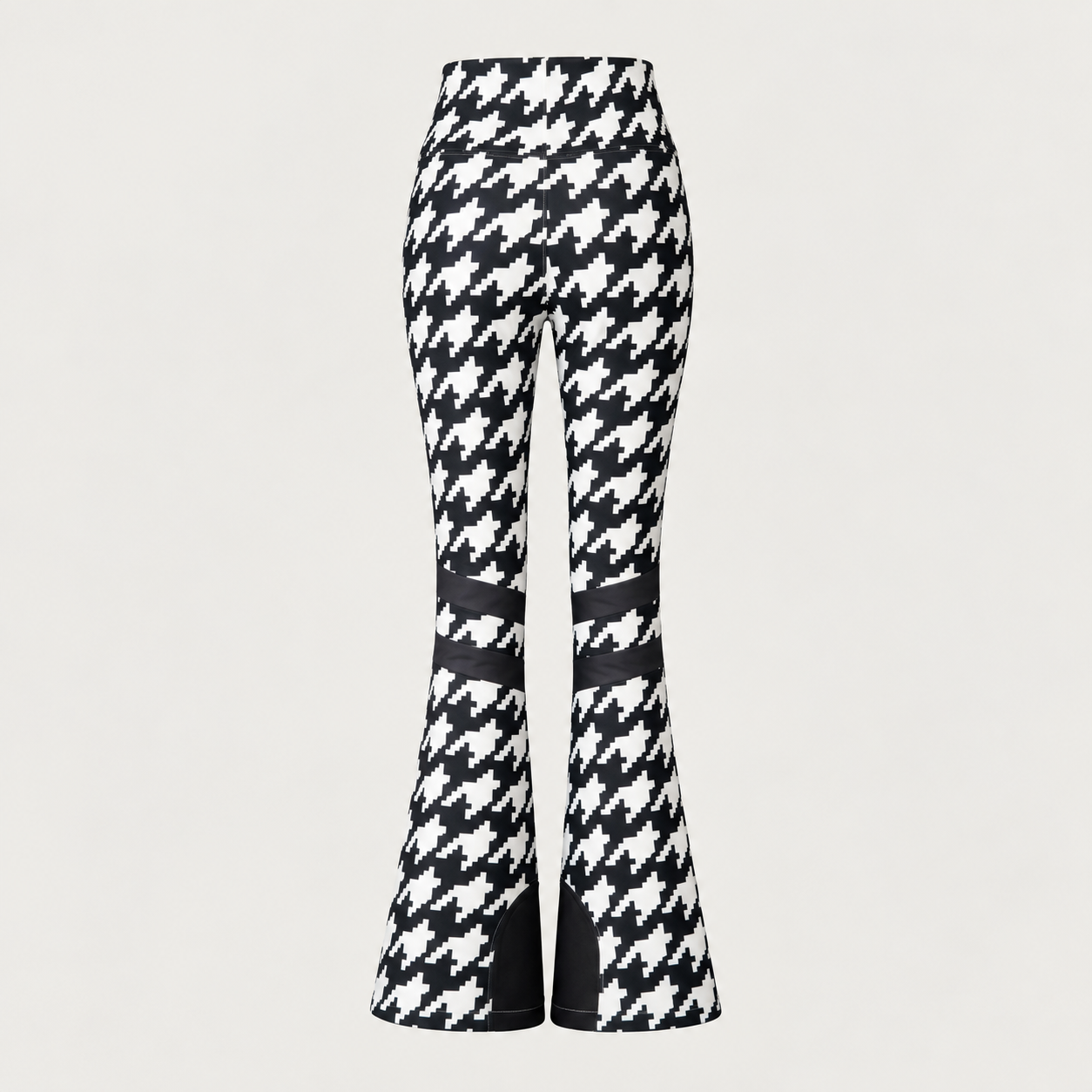 Perfect Moment women’s Aurora High Waist Flare Pant in Houndstooth Black/White – product back view