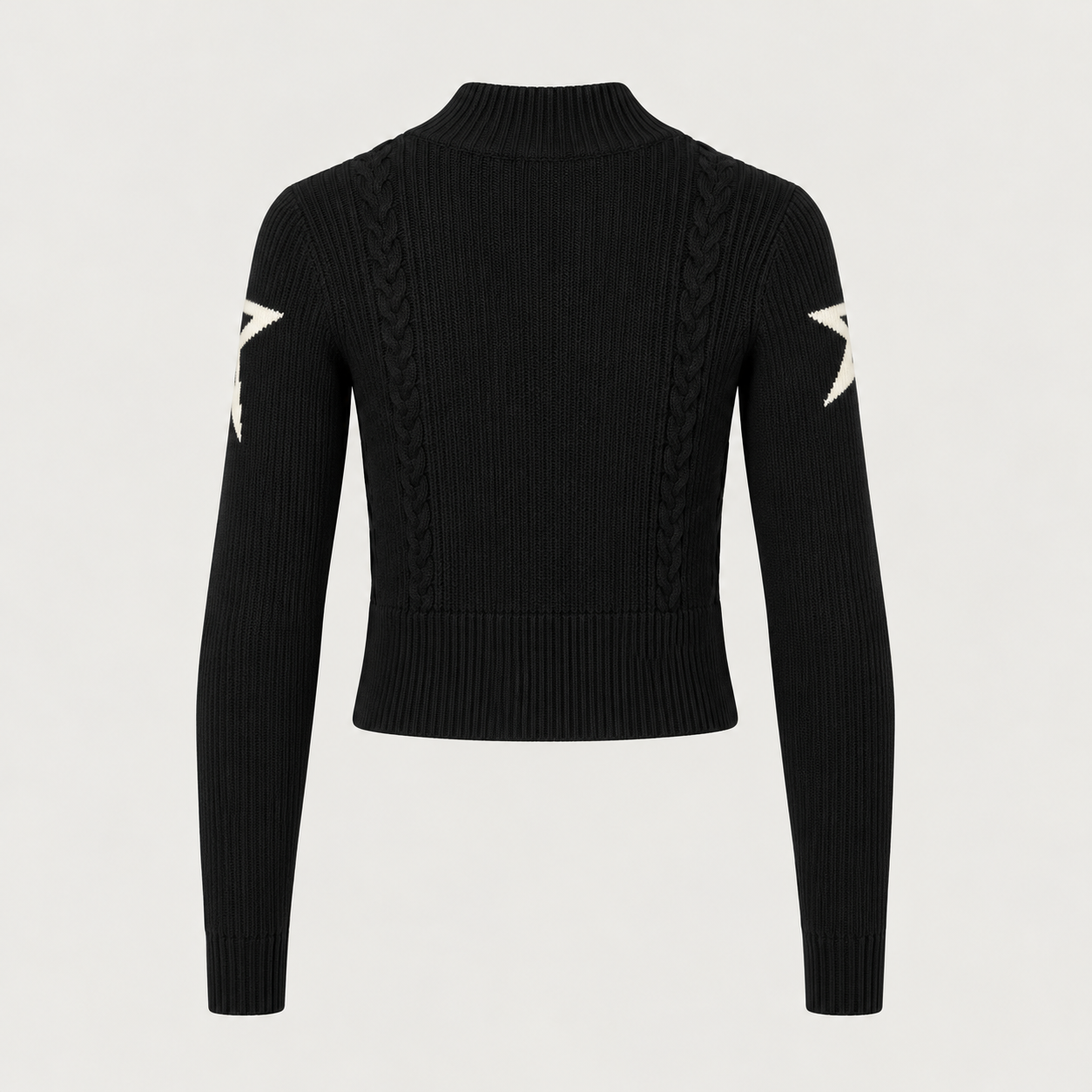 Perfect Moment women’s Cable Sweater in Black – product back view
